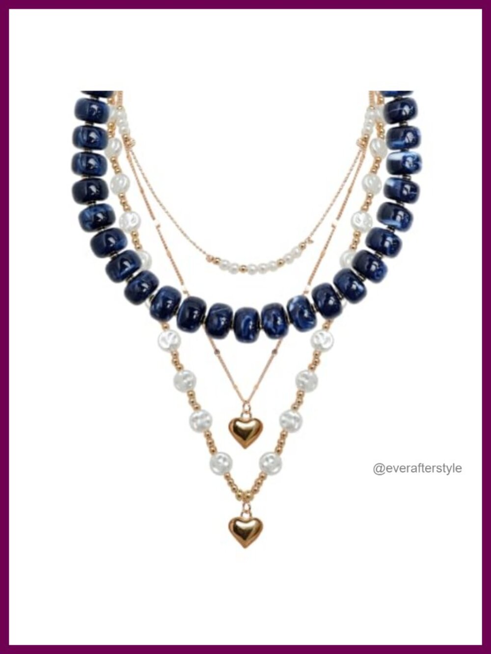 Layered Chunky Beaded Necklace Set with Resin Beads, Gold Chains